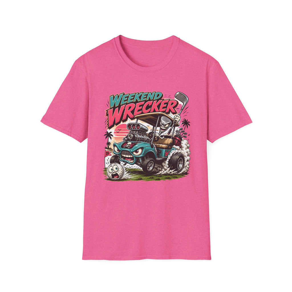 Weekend Wrecker Golf Cart T-Shirt — Retro Tropical Driving Club Tee