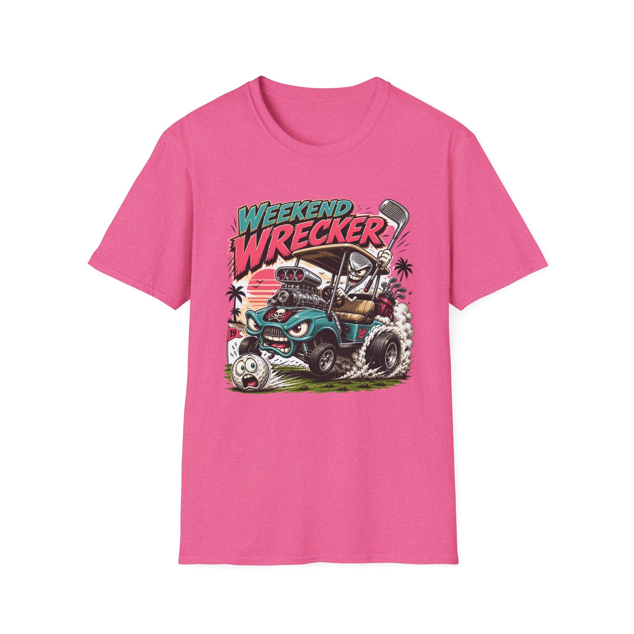 Weekend Wrecker Golf Cart T-Shirt — Retro Tropical Driving Club Tee