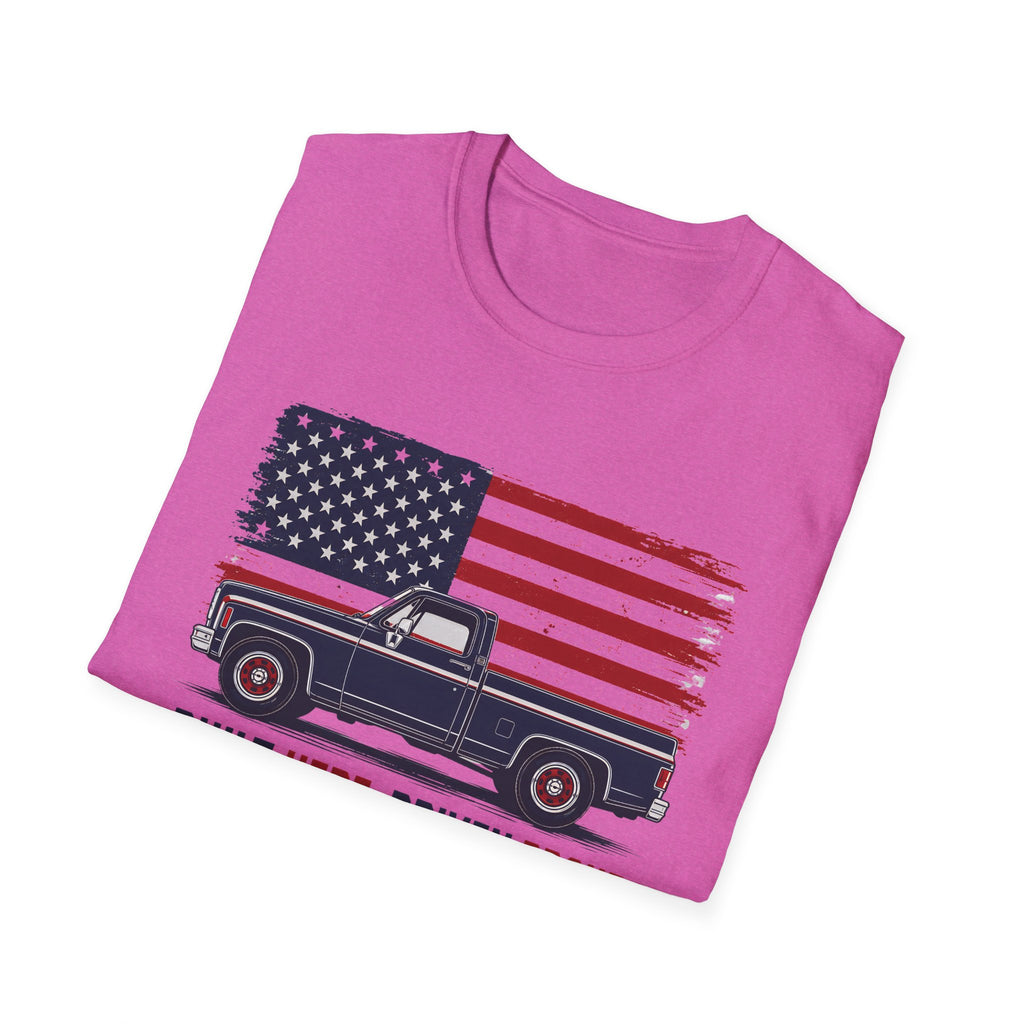 Built Here, Driven Proud Truck T-Shirt — American Flag Vintage Pickup Tee