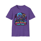 Bone Rattling Surf Tribe T-Shirt — Neon Skull Surf Van Graphic Tee