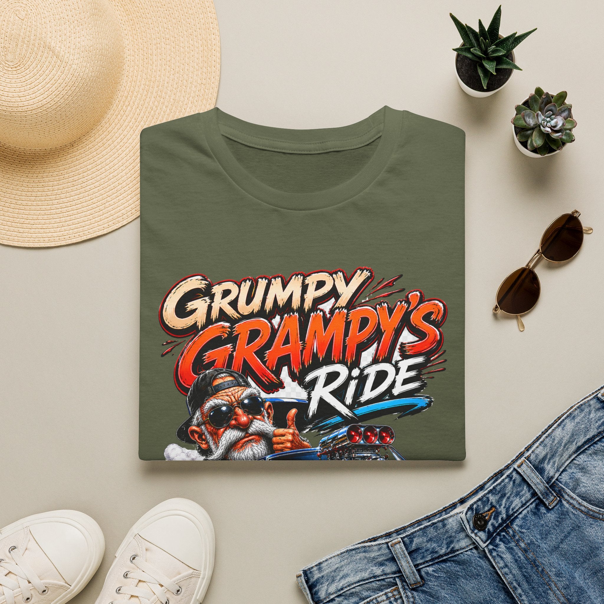 Grumpy Grampy’s Ride T-Shirt — Retro Grandpa Car Racing Tee