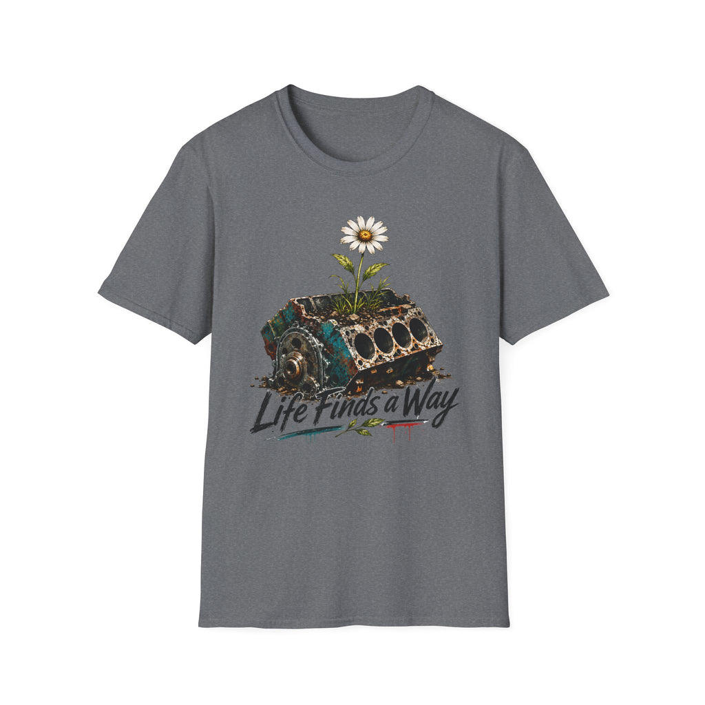T-Shirt — 'Life Finds a Way' Daisy Rising from Rust Graphic Tee
