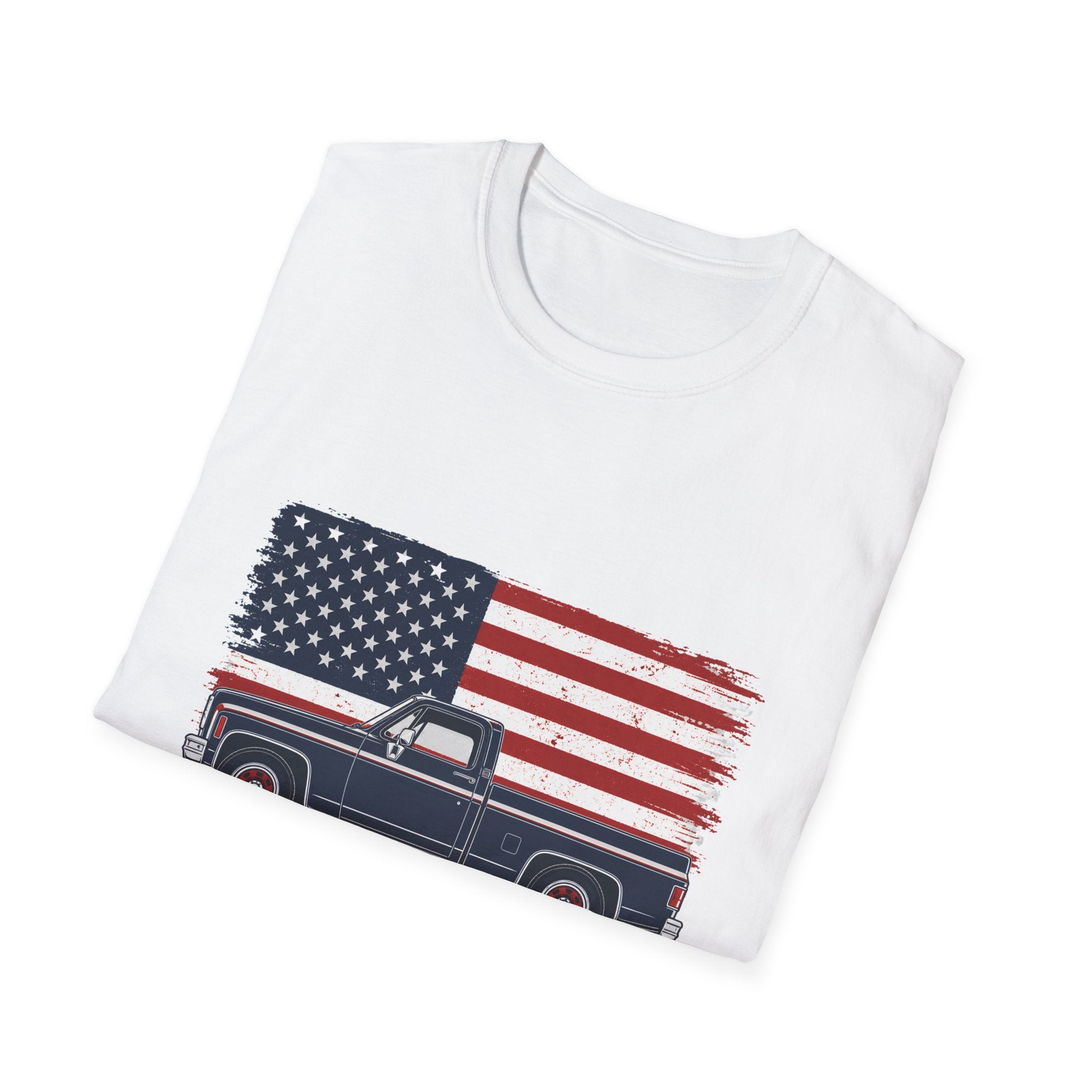 Built Here, Driven Proud Truck T-Shirt — American Flag Vintage Pickup Tee