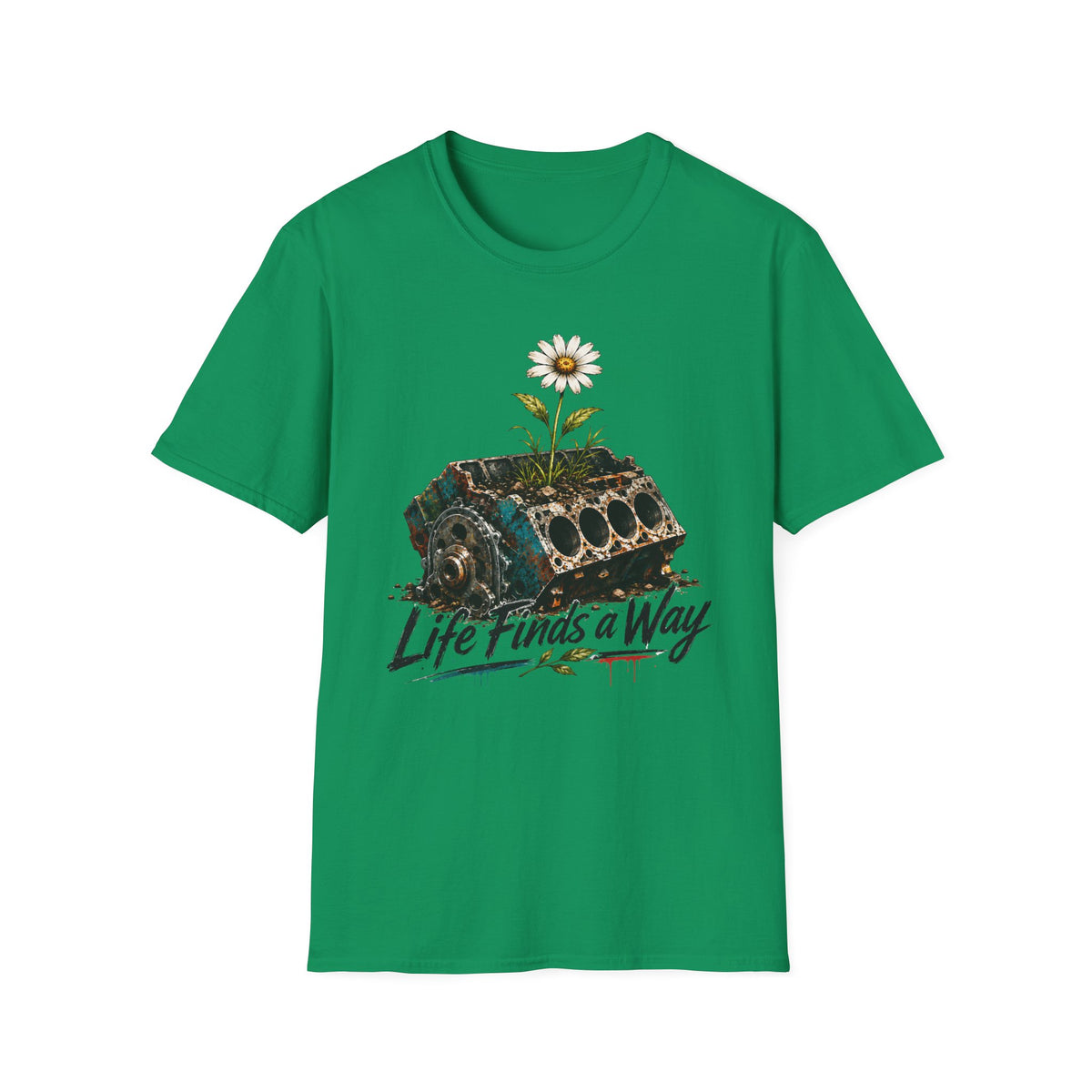 T-Shirt — 'Life Finds a Way' Daisy Rising from Rust Graphic Tee