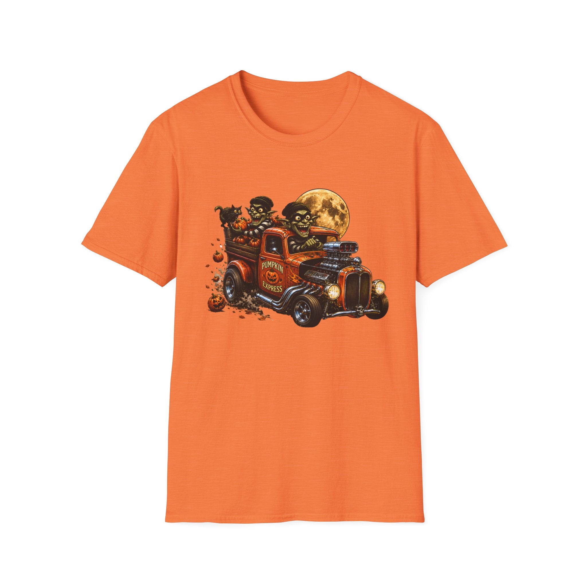 Halloween Hot Rod T‑Shirt — Vintage Monster Truck with Full Moon