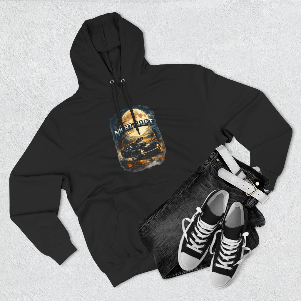 Night Drive Graphic Hoodie — 'Night Shift' Vintage Car Fleece Pullover