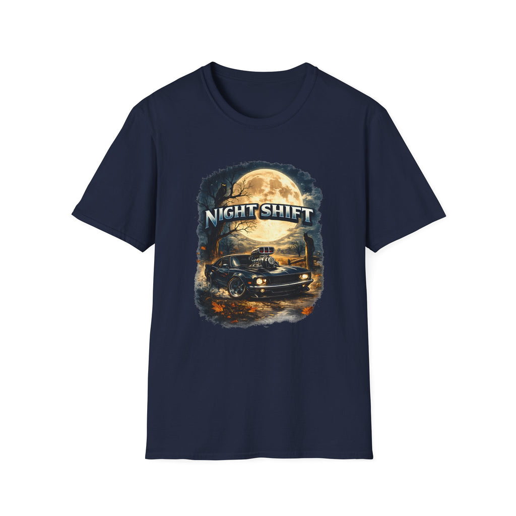 Night Shift T-Shirt — Vintage Full Moon Trucking Tee for Night Drivers