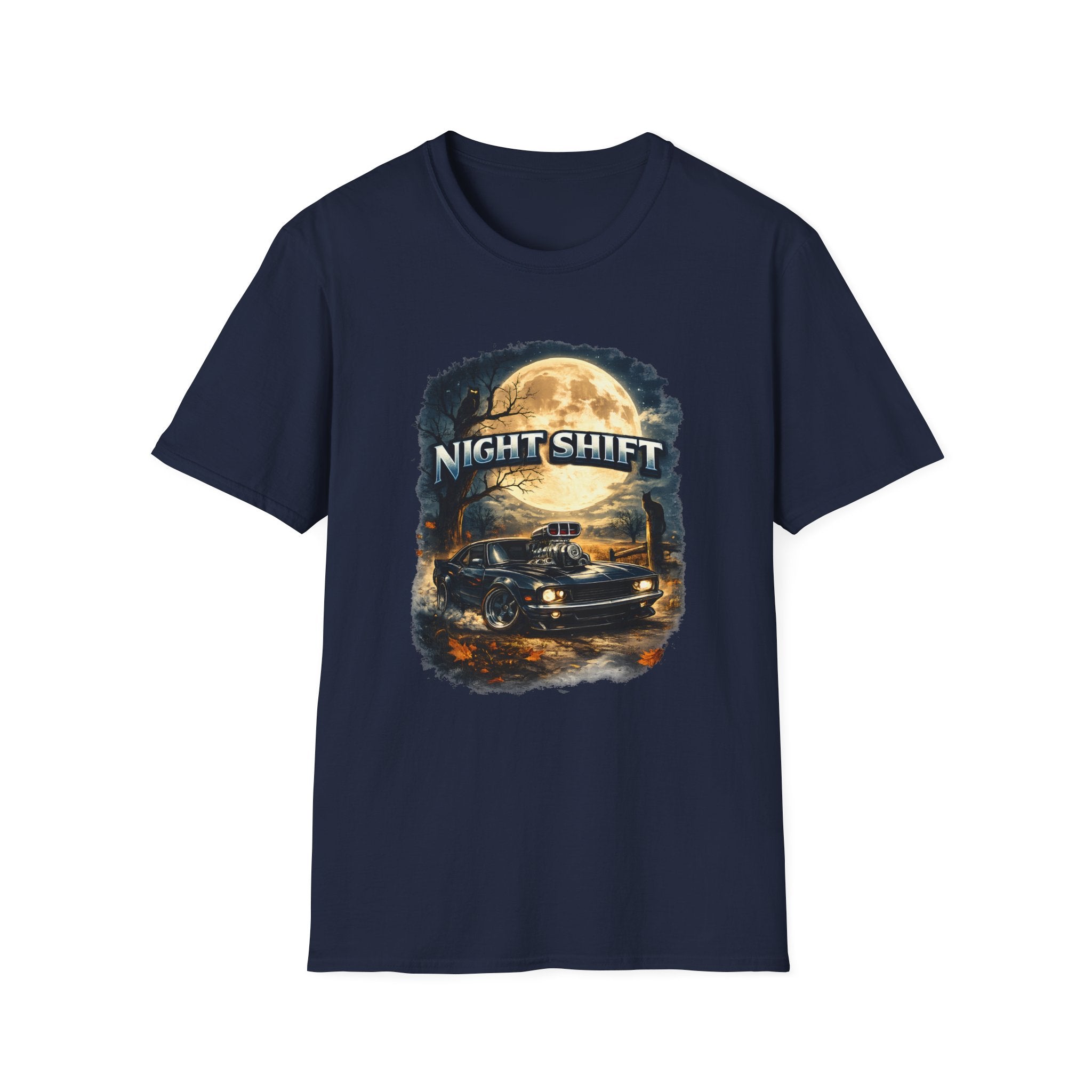 Night Shift T-Shirt — Vintage Full Moon Trucking Tee for Night Drivers