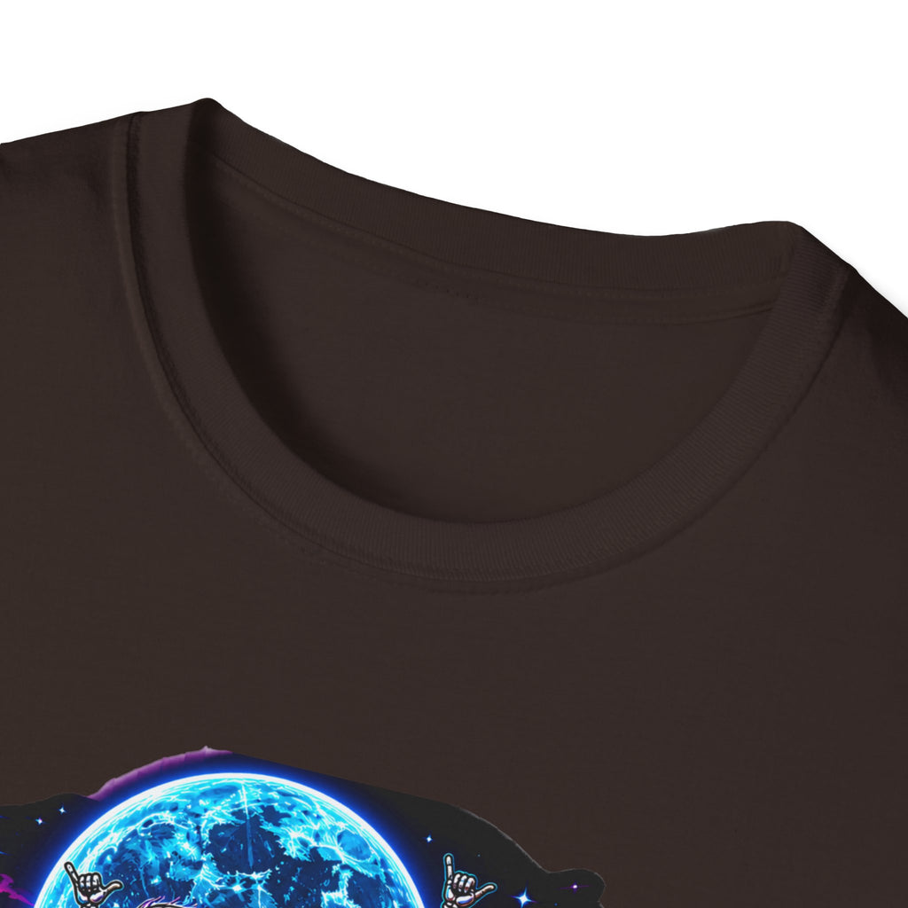 Bone Rattling Surf Tribe T-Shirt — Neon Skull Surf Van Graphic Tee