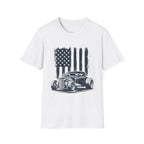 Vintage Hot Rod T-Shirt with Distressed American Flag