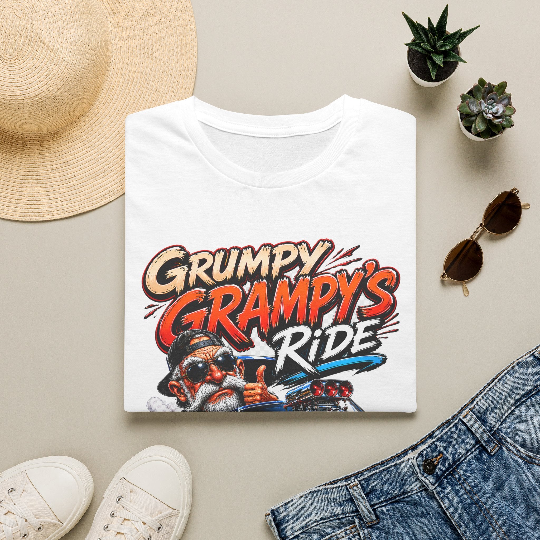 Grumpy Grampy’s Ride T-Shirt — Retro Grandpa Car Racing Tee