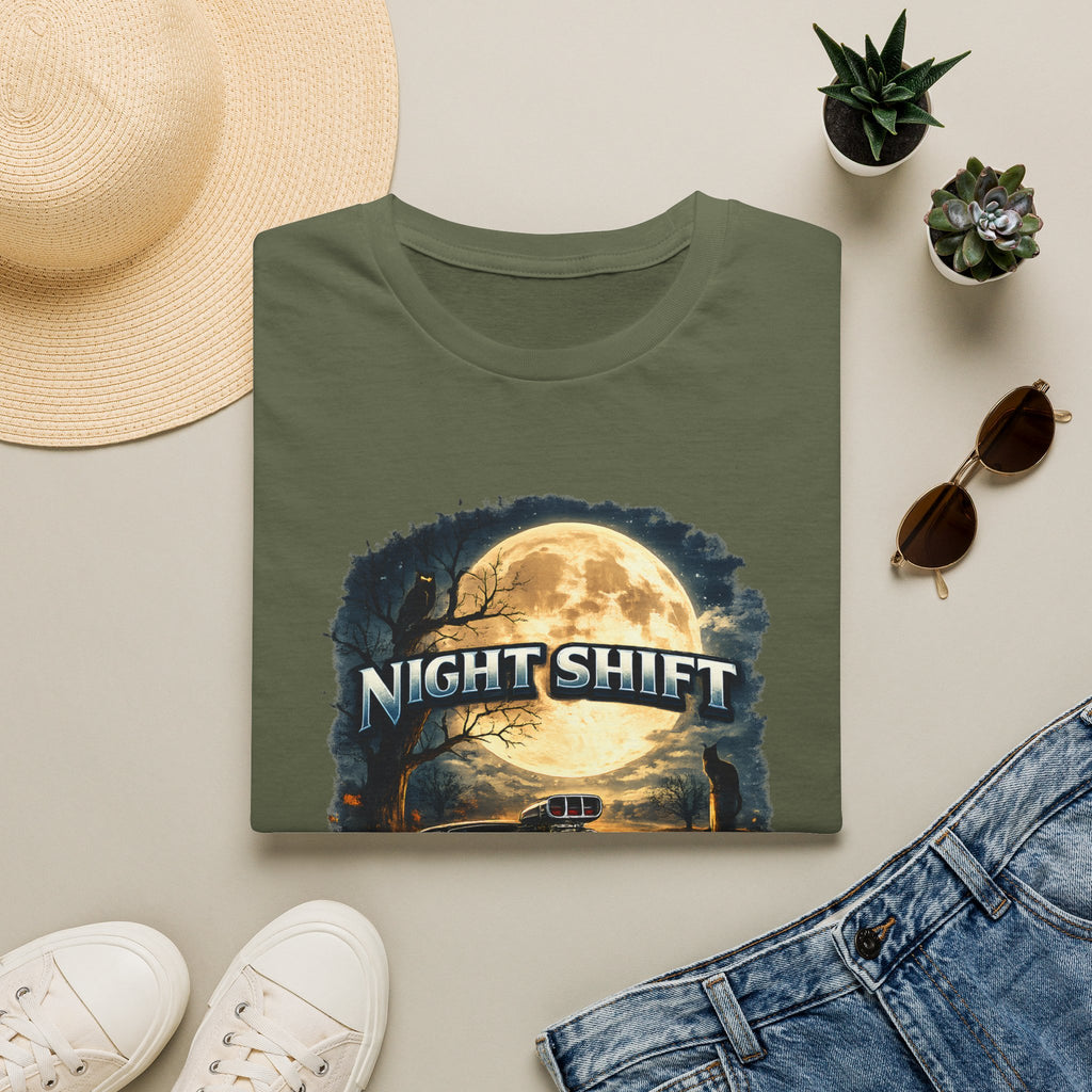 Night Shift T-Shirt — Vintage Full Moon Trucking Tee for Night Drivers