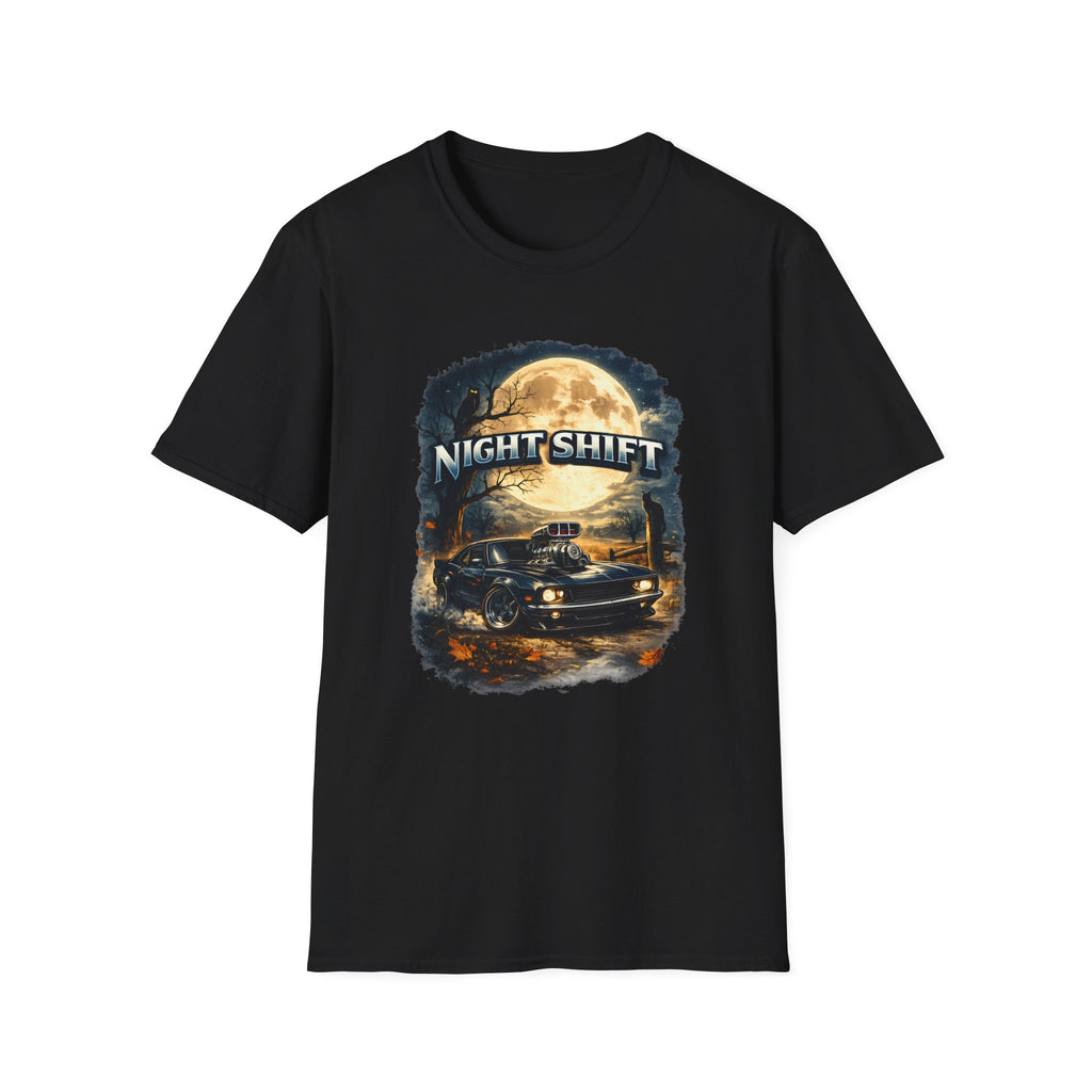 Night Shift T-Shirt — Vintage Full Moon Trucking Tee for Night Drivers