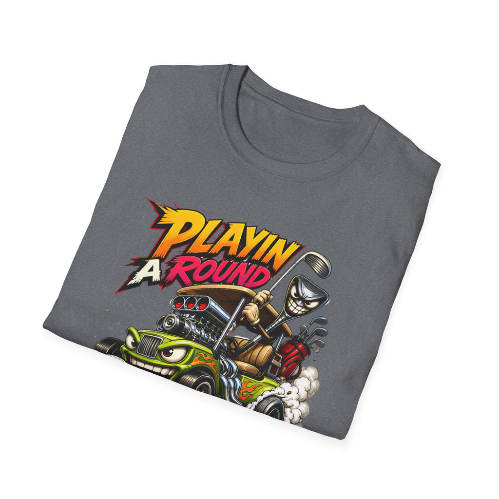 Golf Cart T-Shirt — "Playin' Around" Retro Cartoon Driving Design