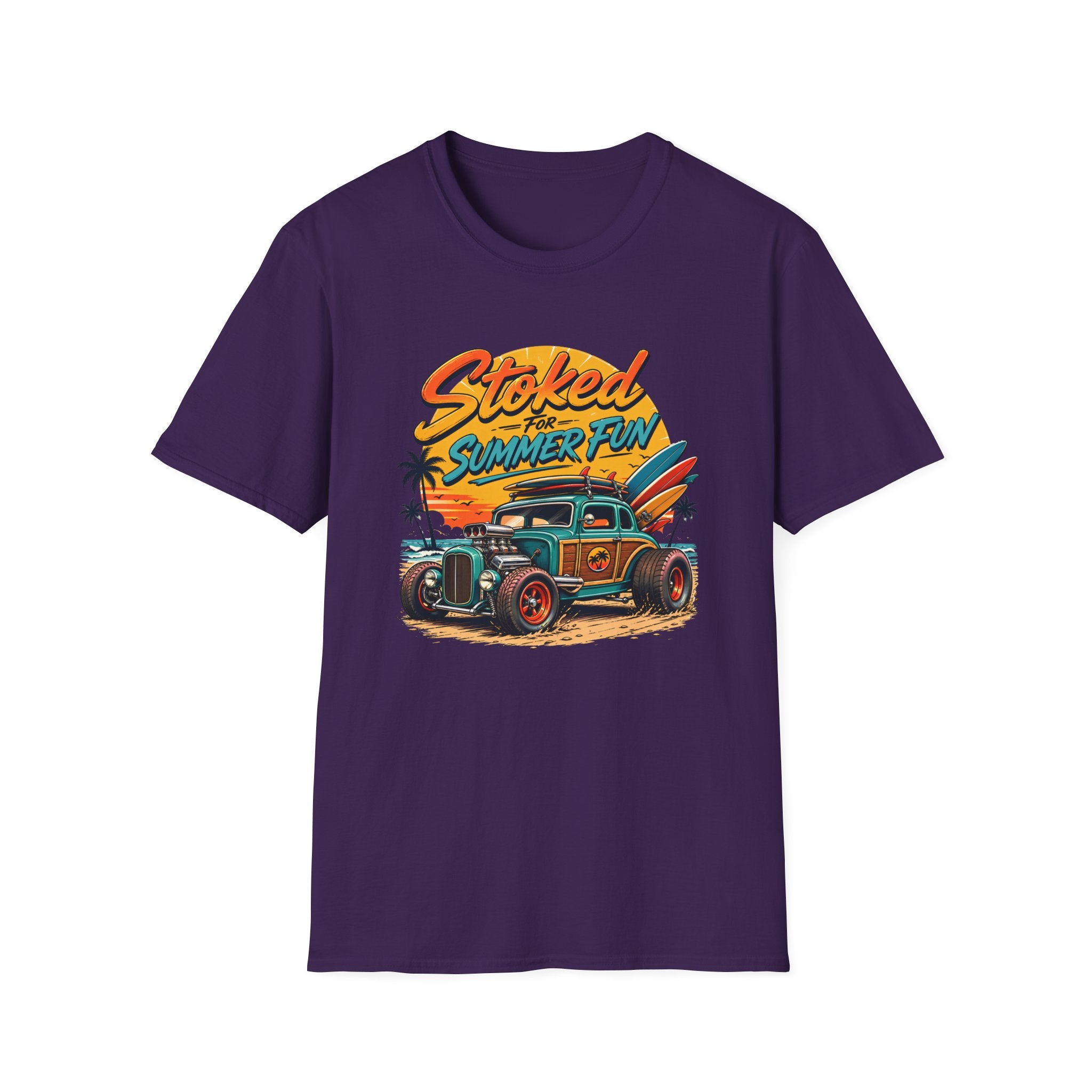 Stoked Summer Fun T-Shirt – Vintage Hot Rod Surf Graphic