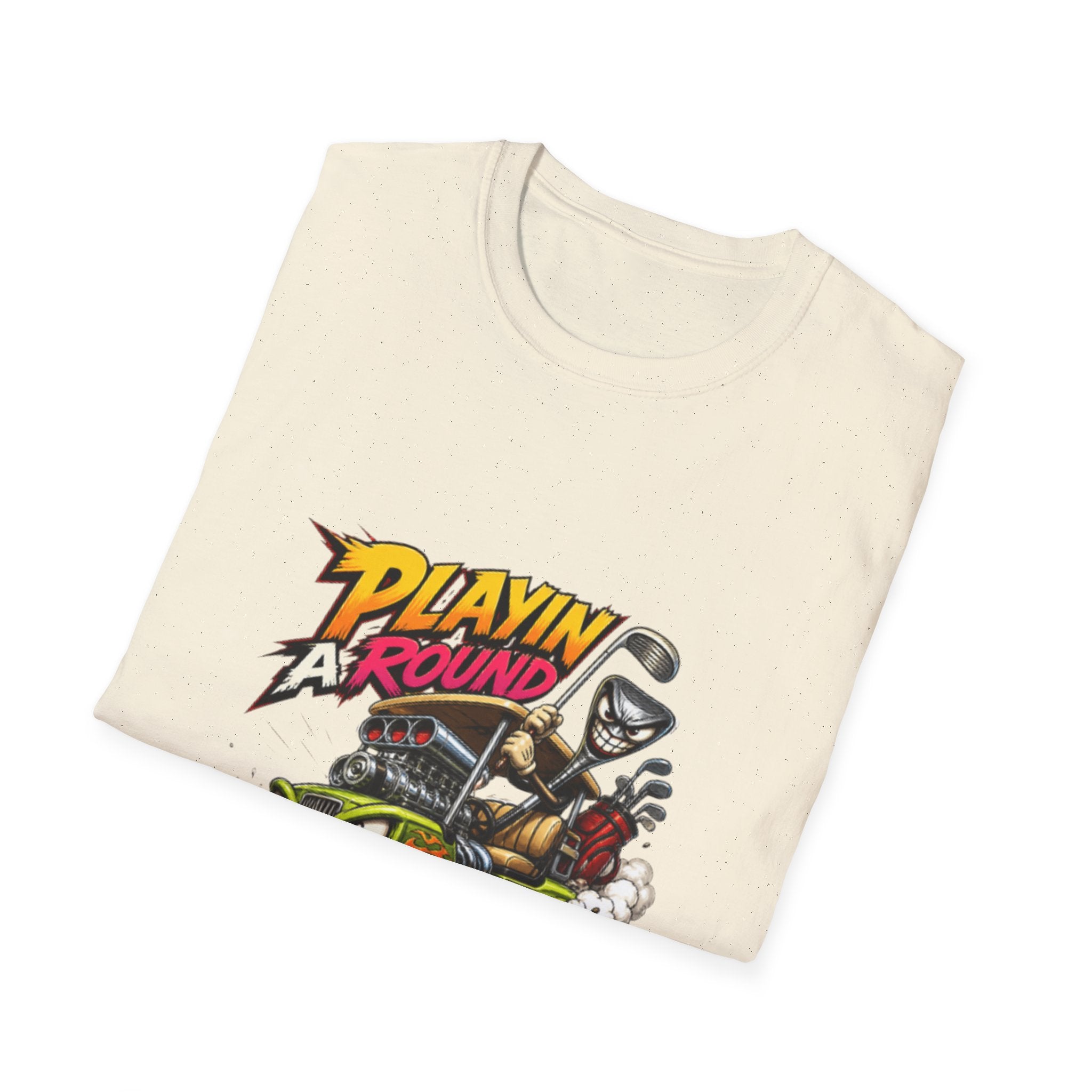 Golf Cart T-Shirt — "Playin' Around" Retro Cartoon Driving Design