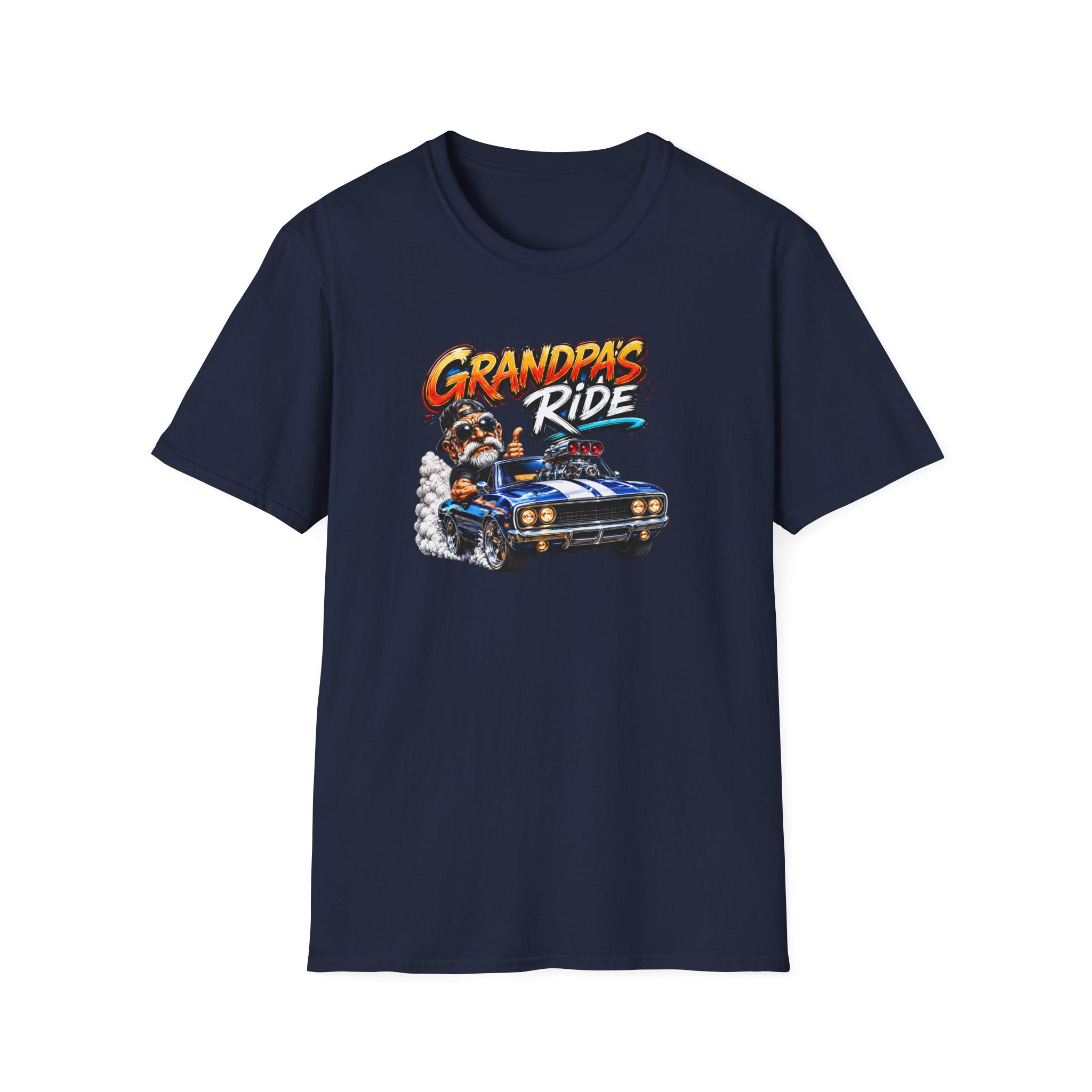 Grandpa's Ride T-Shirt — Vintage Muscle Car & Dog Graphic Gift