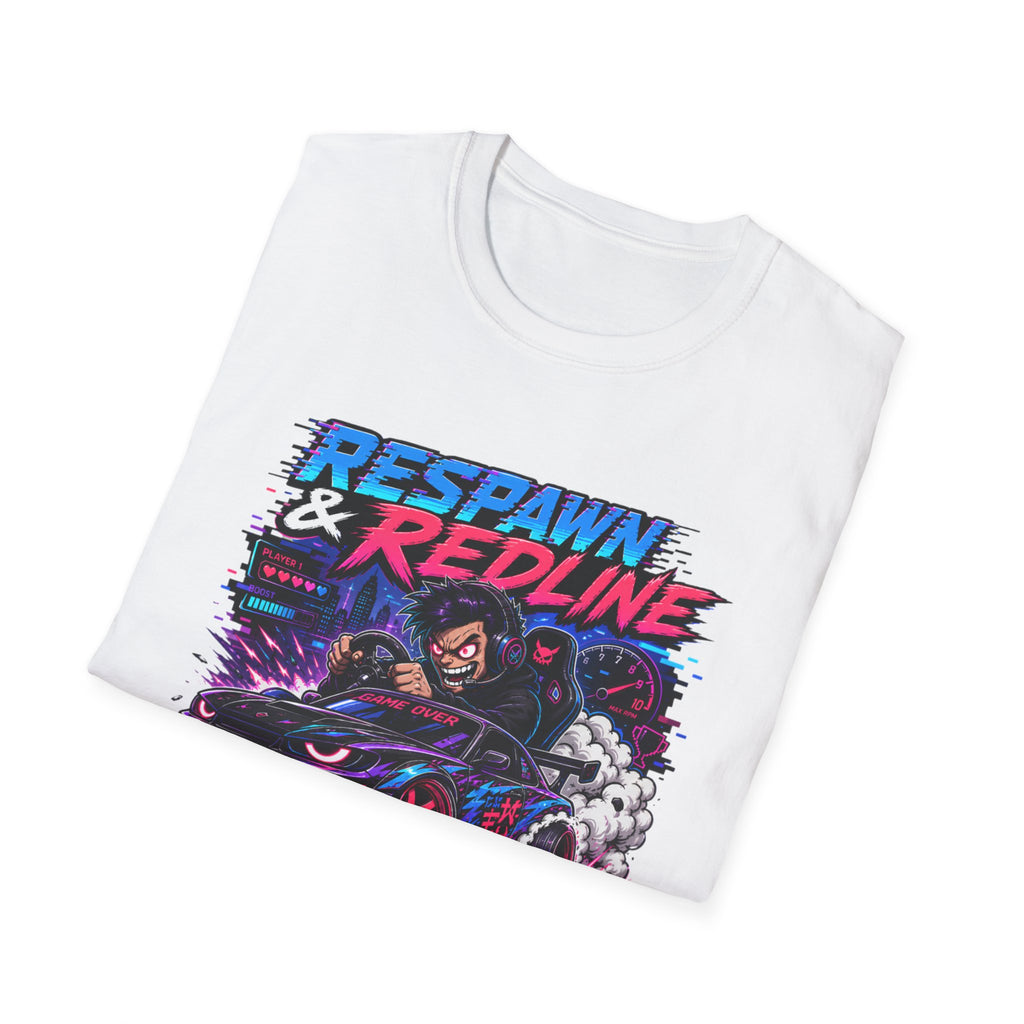 T-Shirt — "Respawn & Redline: No Lag Just Drift" Retro Gaming Drift Car Tee