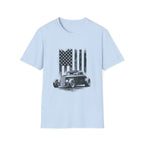 Classic Hot Rod T-Shirt with Distressed American Flag
