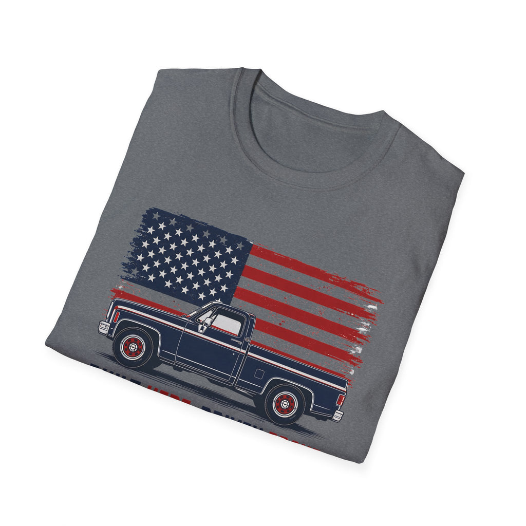 Built Here, Driven Proud Truck T-Shirt — American Flag Vintage Pickup Tee