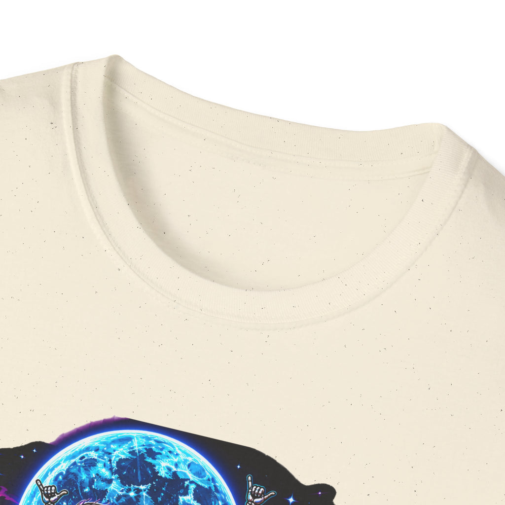 Bone Rattling Surf Tribe T-Shirt — Neon Skull Surf Van Graphic Tee