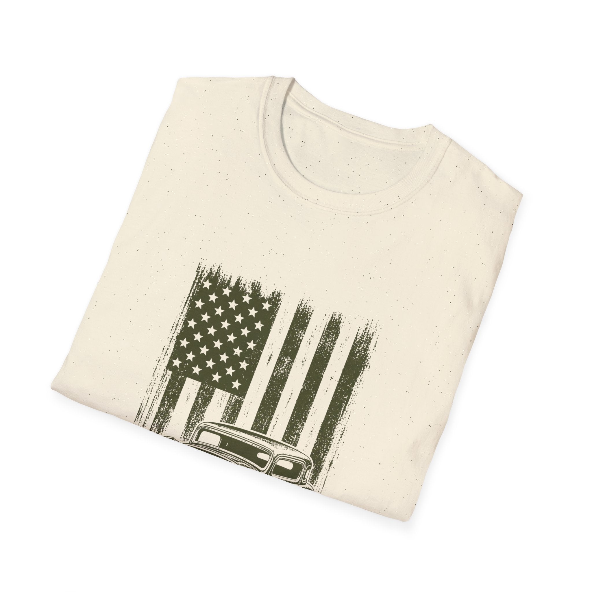 Vintage Hot Rod T‑Shirt with Distressed American Flag