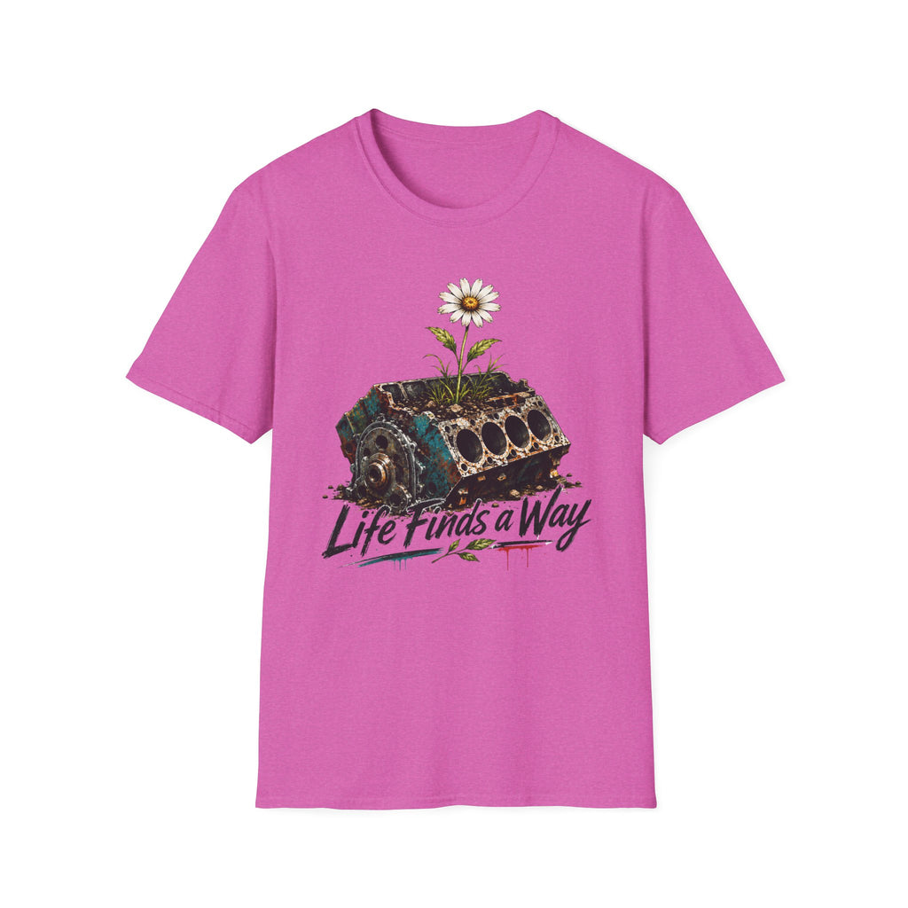 T-Shirt — 'Life Finds a Way' Daisy Rising from Rust Graphic Tee
