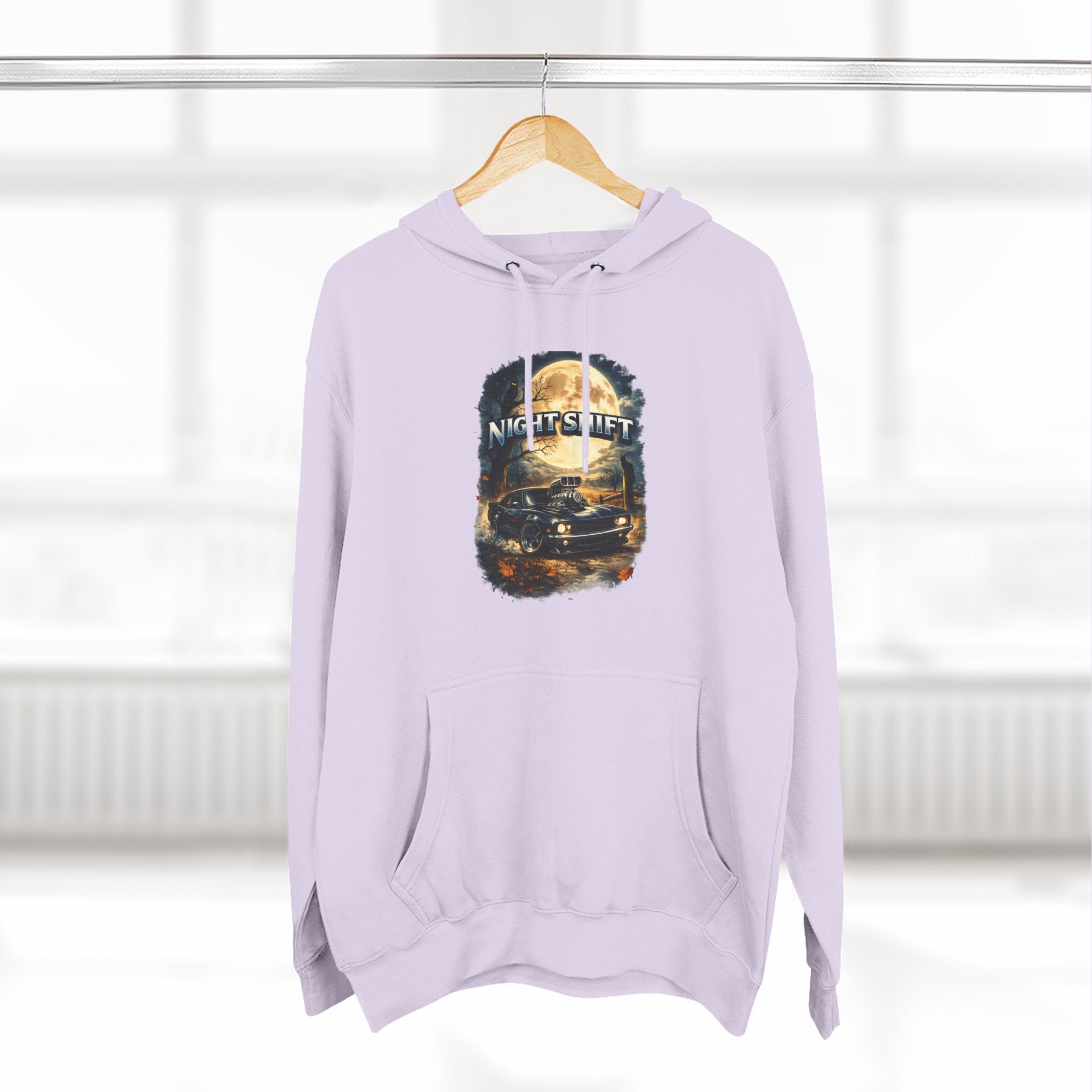 Night Drive Graphic Hoodie — 'Night Shift' Vintage Car Fleece Pullover