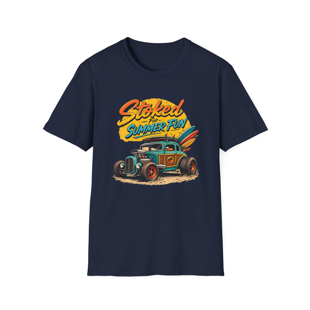 Stoked Summer Fun T-Shirt – Vintage Hot Rod Surf Graphic