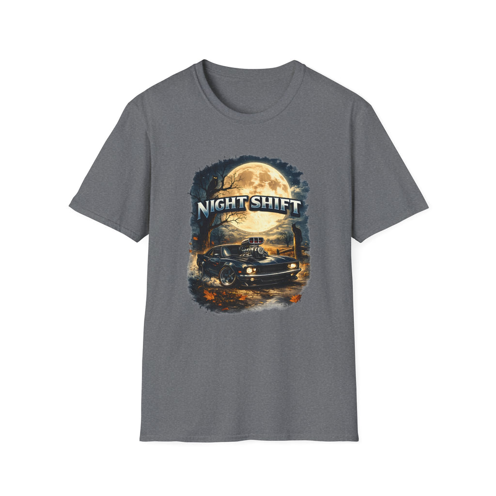 Night Shift T-Shirt — Vintage Full Moon Trucking Tee for Night Drivers