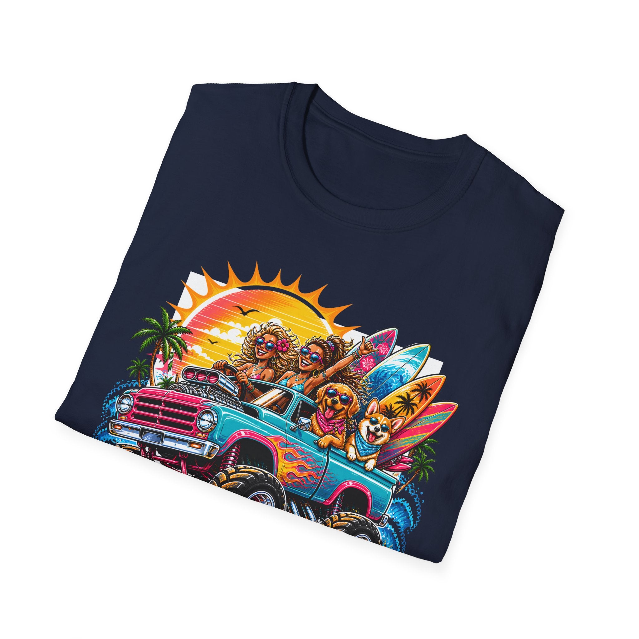 Surfer Girls Rock T-Shirt — Retro Beach Skull Surfboard Tee