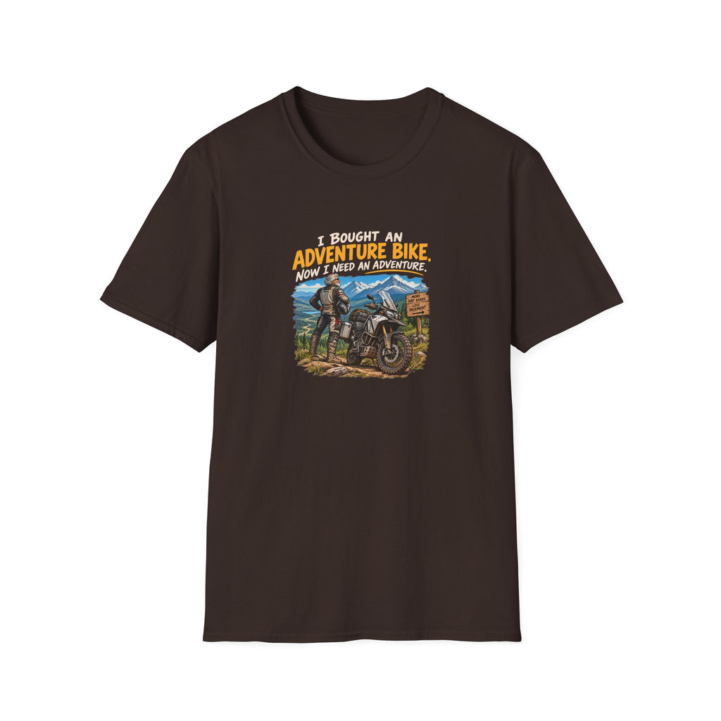 Adventure Bike T-Shirt — “I Bought An Adventure Bike Now I Keep An Adventure” Motorbike Graphic Tee