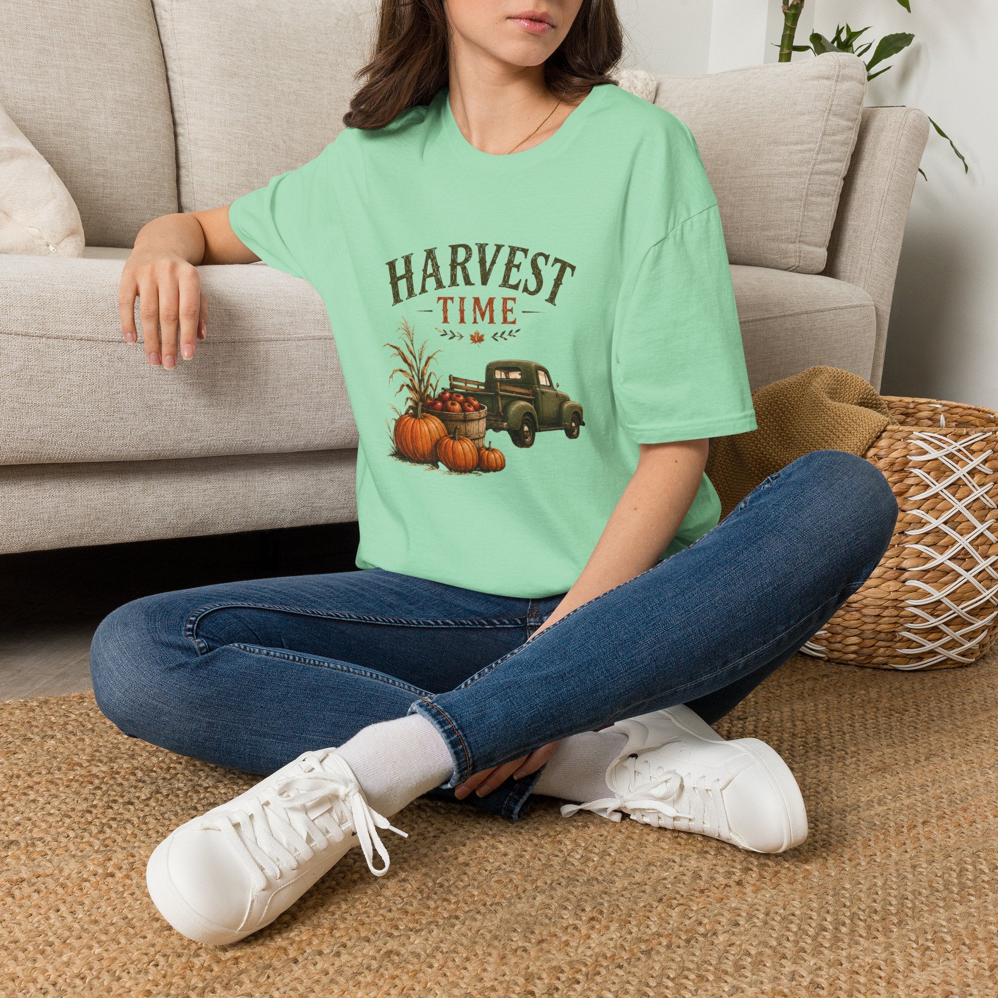 Harvest Time T-Shirt — Vintage Truck, Pumpkins & Fall Farm Design