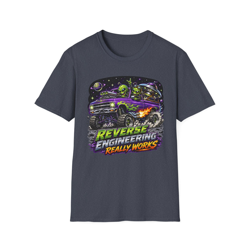 T-Shirt — "Reverse Engineering Really Works" Alien Hot Rod Graphic Tee