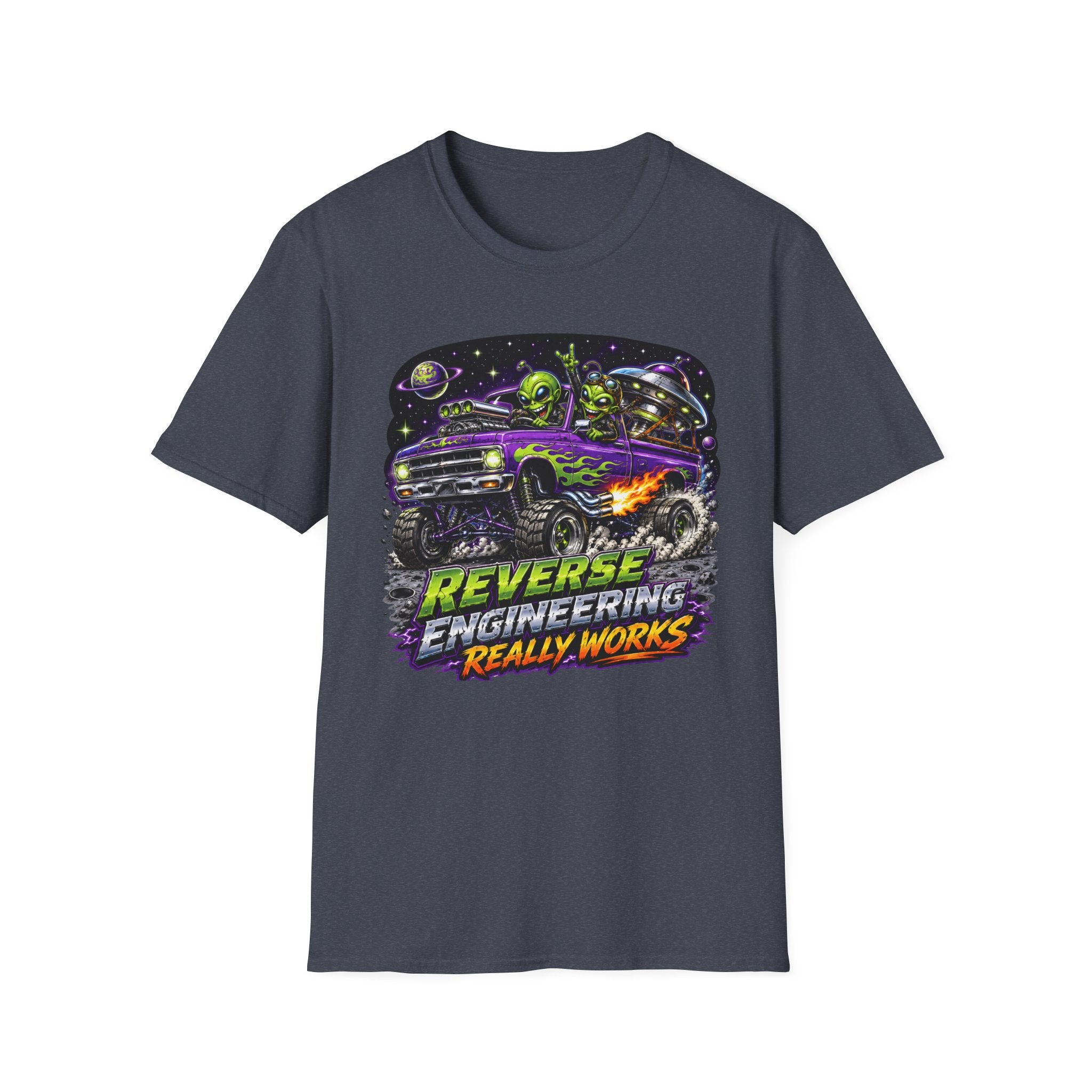 T-Shirt — "Reverse Engineering Really Works" Alien Hot Rod Graphic Tee
