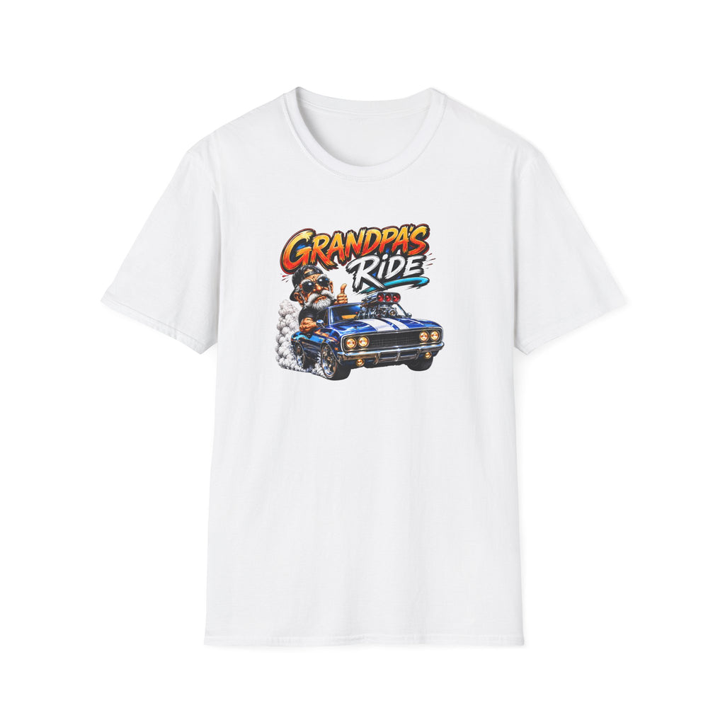 Grandpa's Ride T-Shirt — Vintage Muscle Car & Dog Graphic Gift