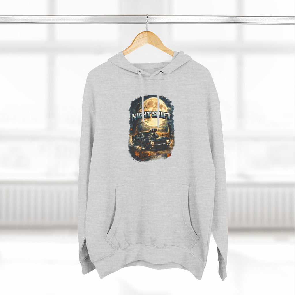 Night Drive Graphic Hoodie — 'Night Shift' Vintage Car Fleece Pullover