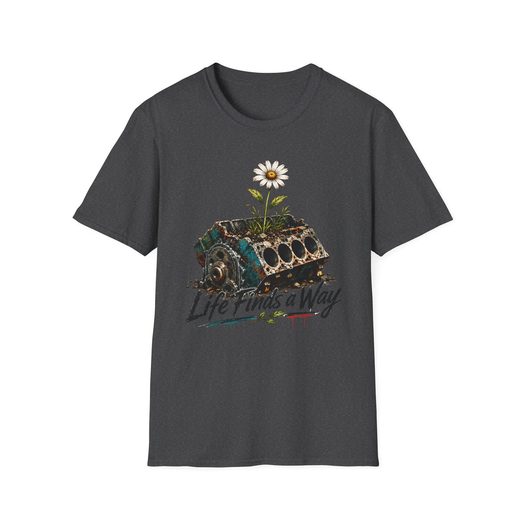 T-Shirt — 'Life Finds a Way' Daisy Rising from Rust Graphic Tee
