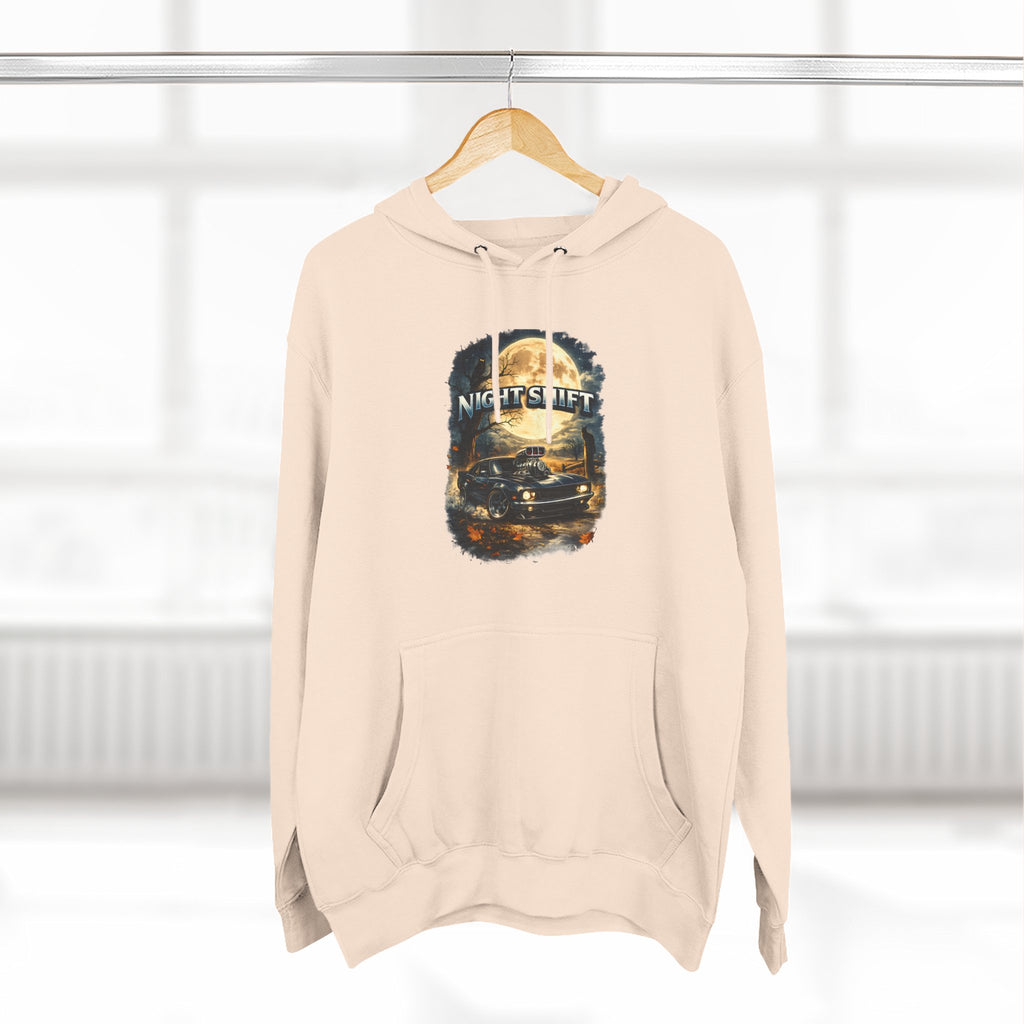 Night Drive Graphic Hoodie — 'Night Shift' Vintage Car Fleece Pullover