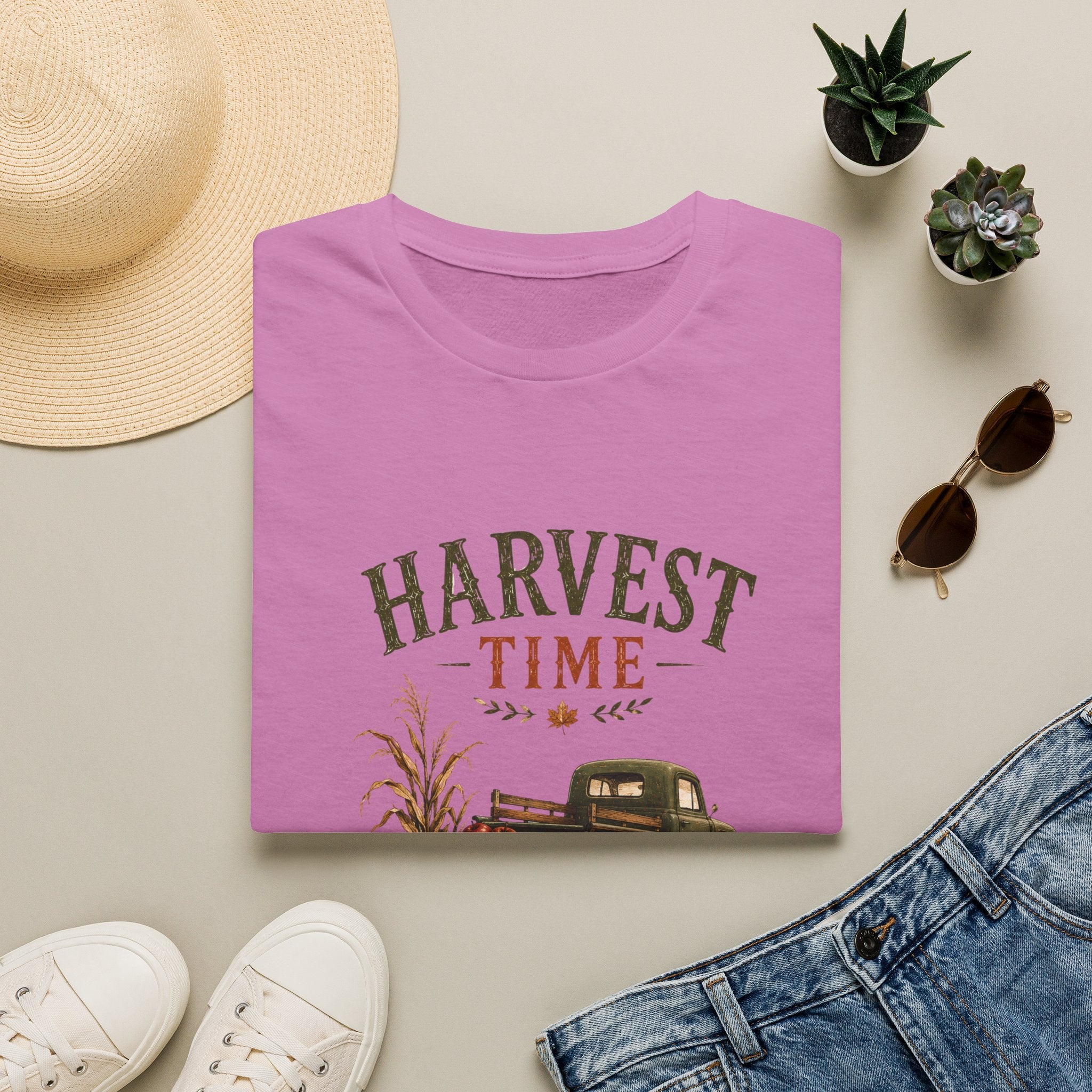 Harvest Time T-Shirt — Vintage Truck, Pumpkins & Fall Farm Design