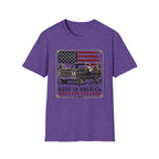 Made in America Truck T-Shirt — "Made in America. Built for the Land." Patriotic Vintage Pickup Tee