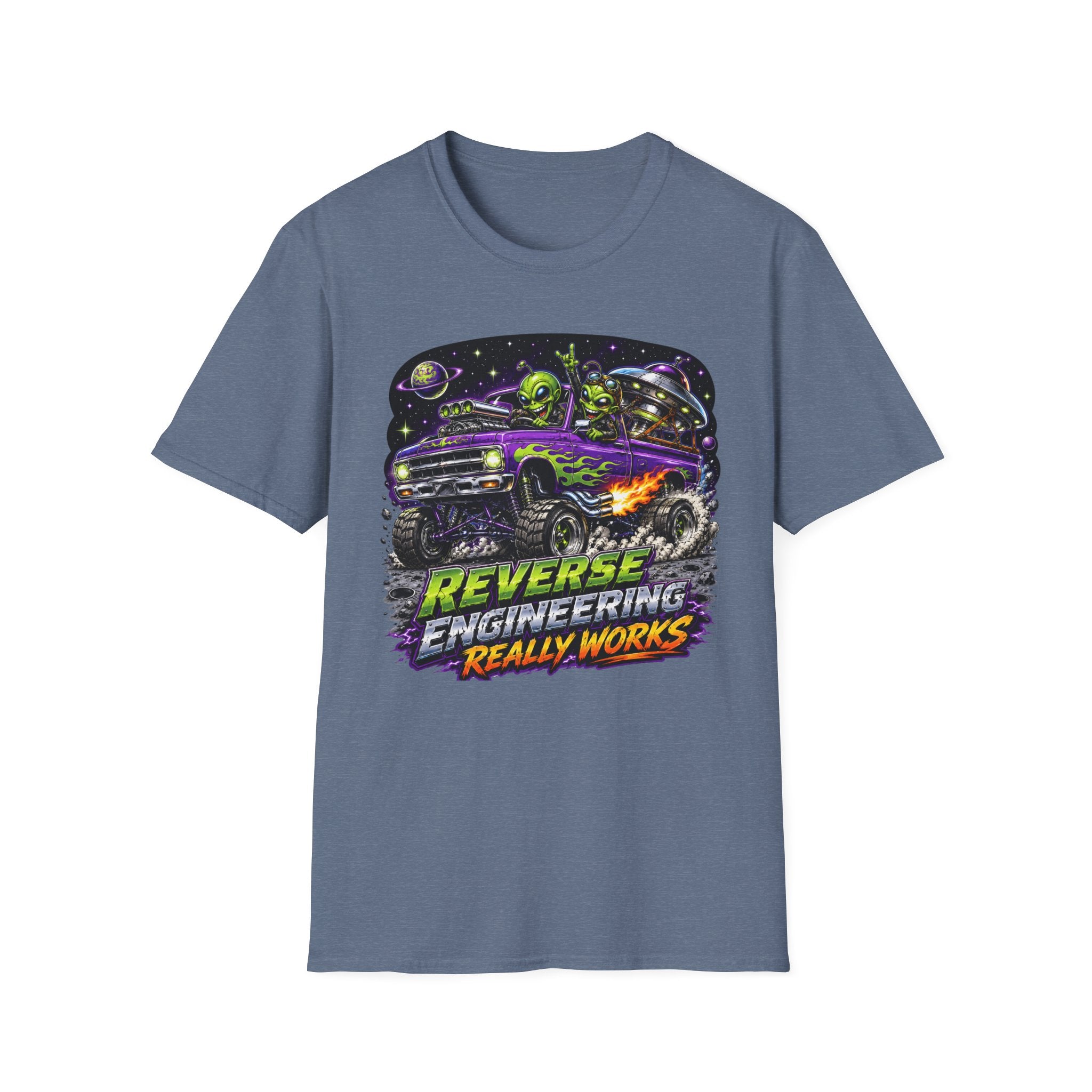 T-Shirt — "Reverse Engineering Really Works" Alien Hot Rod Graphic Tee