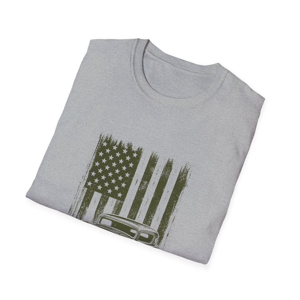 Vintage Hot Rod T‑Shirt with Distressed American Flag