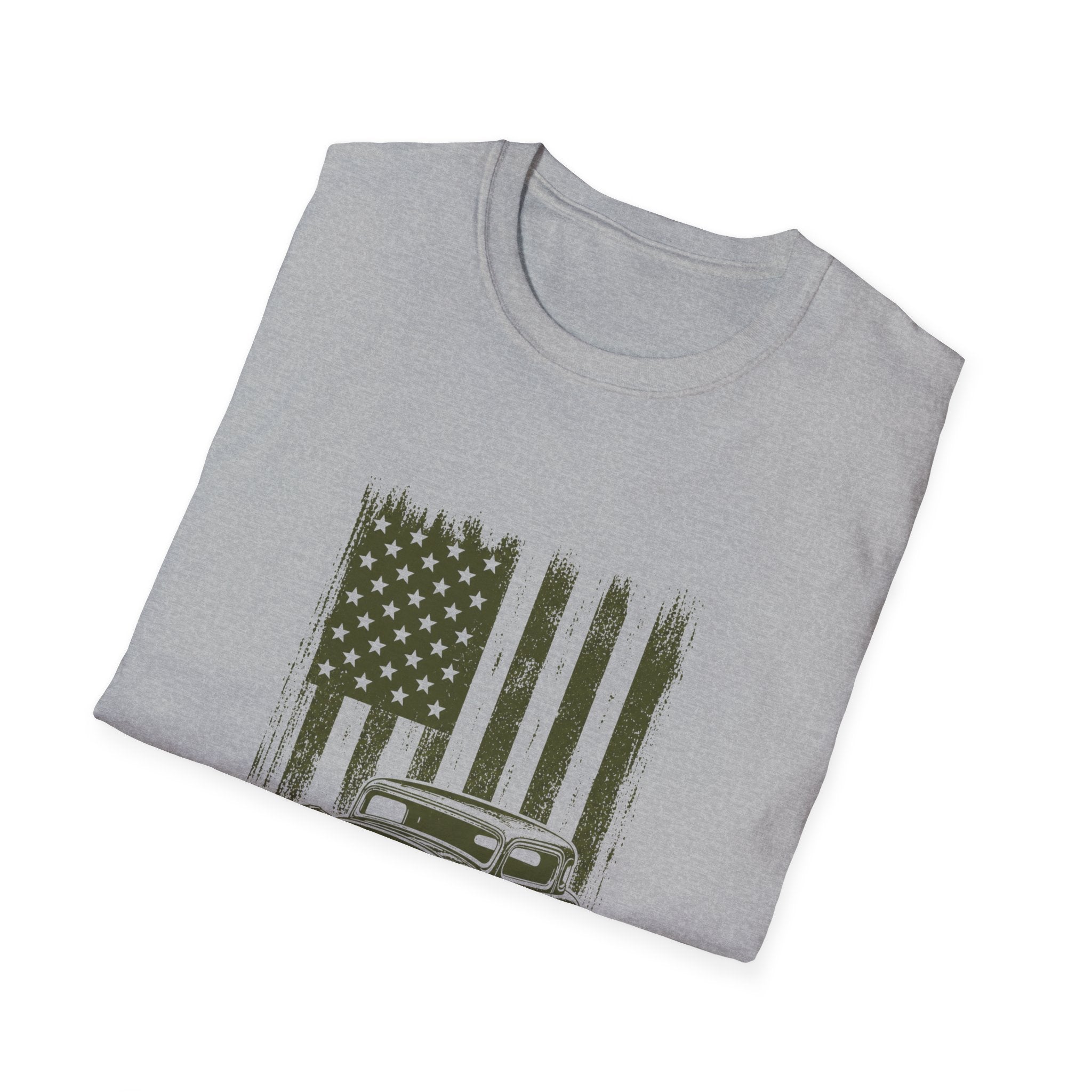 Vintage Hot Rod T‑Shirt with Distressed American Flag