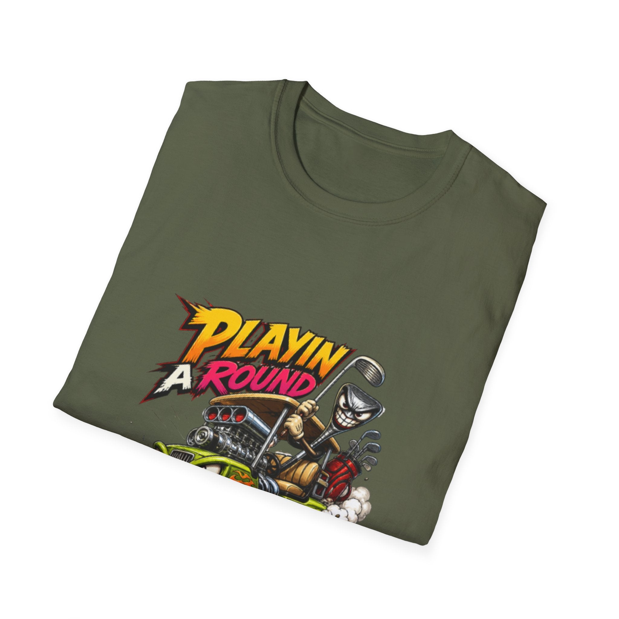 Golf Cart T-Shirt — "Playin' Around" Retro Cartoon Driving Design