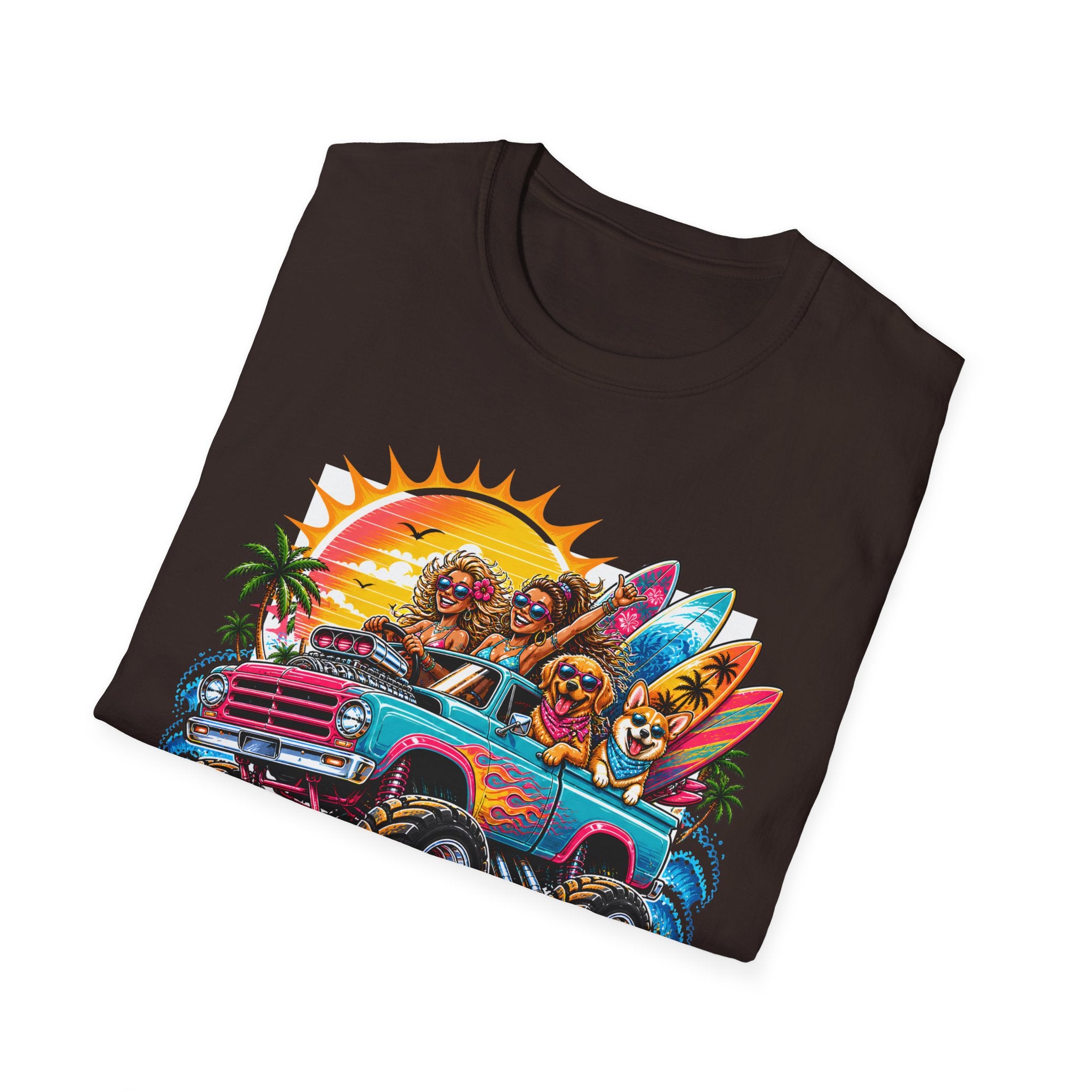 Surfer Girls Rock T-Shirt — Retro Beach Skull Surfboard Tee