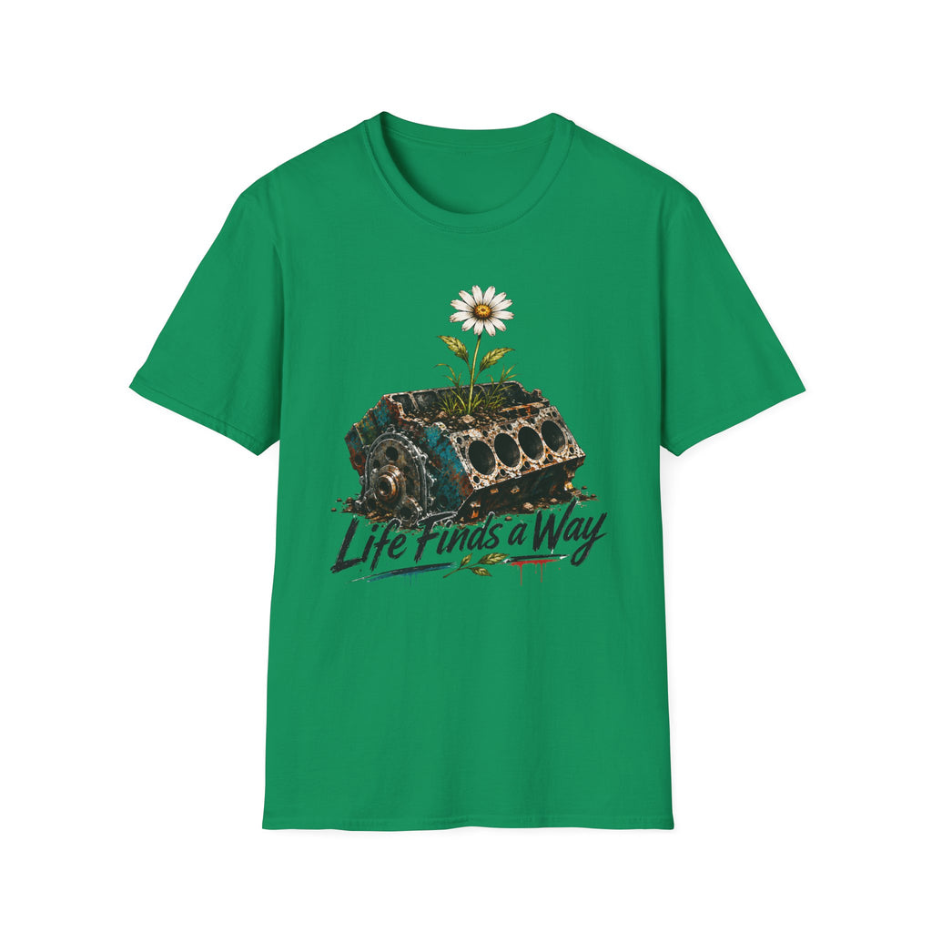 T-Shirt — 'Life Finds a Way' Daisy Rising from Rust Graphic Tee