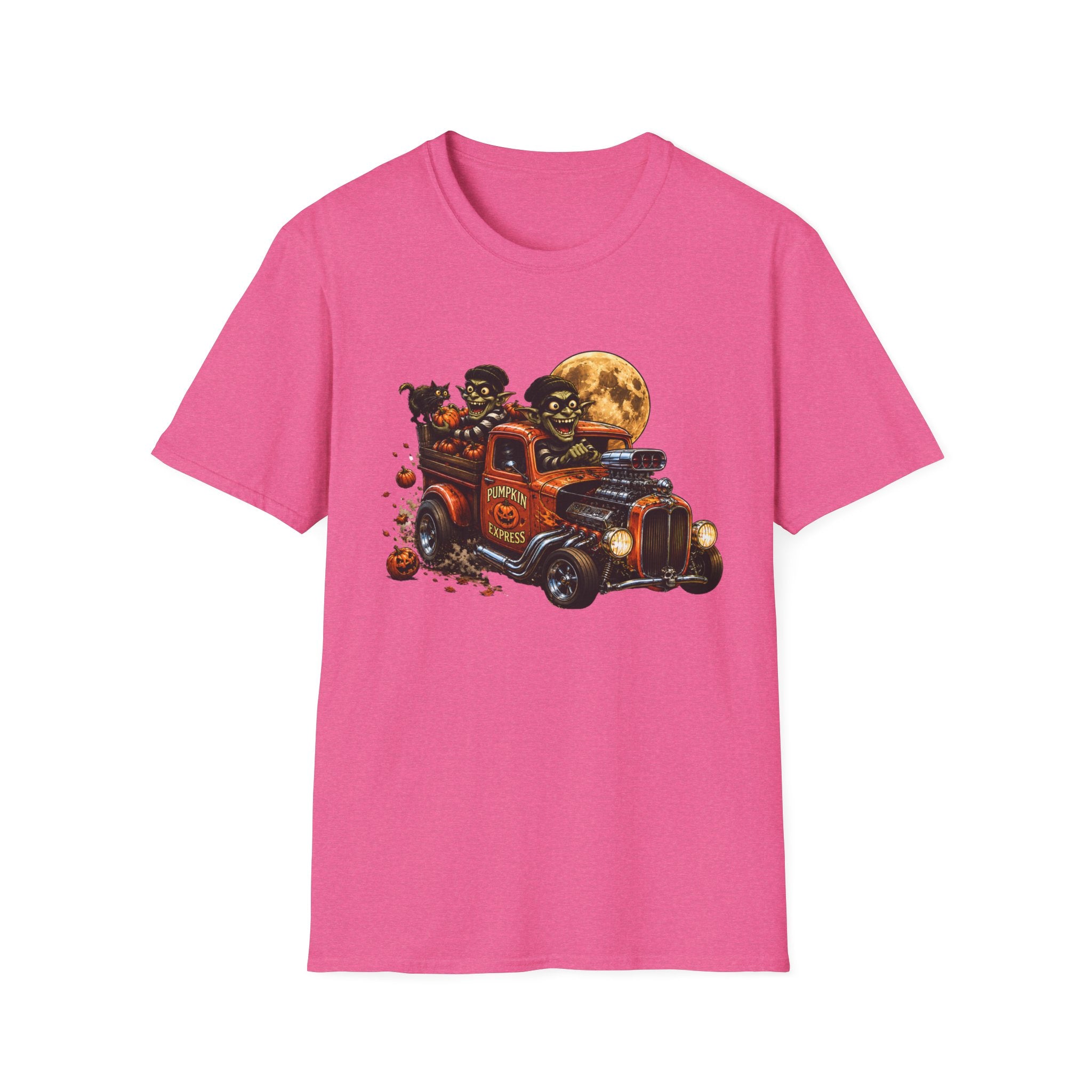 Halloween Hot Rod T‑Shirt — Vintage Monster Truck with Full Moon
