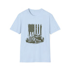 Vintage Hot Rod T‑Shirt with Distressed American Flag
