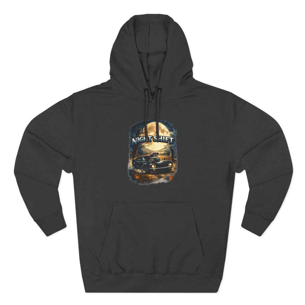 Night Drive Graphic Hoodie — 'Night Shift' Vintage Car Fleece Pullover
